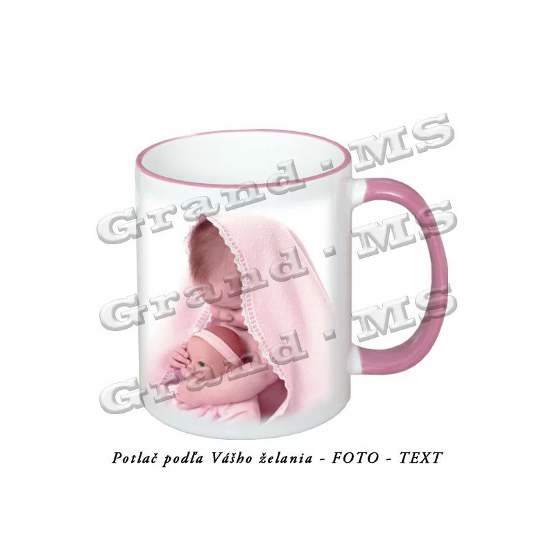 Hrnček (šálka) GRAND-MS, biely s ružovým uškom