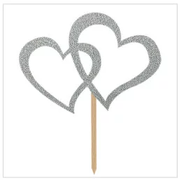 Tortový zápich srdcia- rôzne perleťové farby