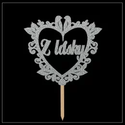 Tortový zápich srdce - rôzne perleťové farby