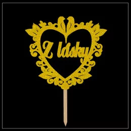 Tortový zápich srdce - rôzne perleťové farby