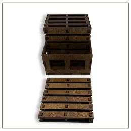 Drevené podložky pod poháre s boxom - vzor C