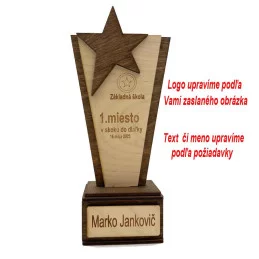 Drevená trofej s vlastným logom a textom - a