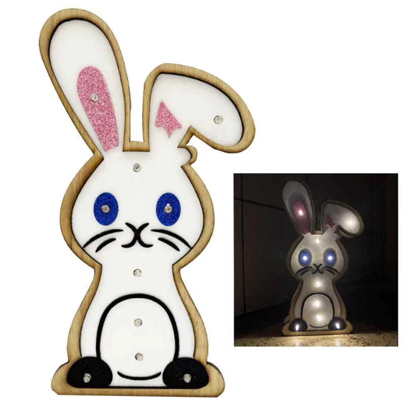 Detská drevená LED lampa -  ZAJKO