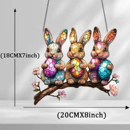 Závesná 2D akrylová dekorácia - VEĽKONOČNÉ ZAJAČIKY
