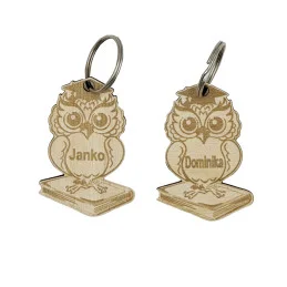 Drevený prívesok na kľúče - SOVA pre školákov i predškolákov