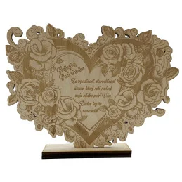 Drevené srdce s gravírom