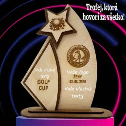 Drevená trofej s vlastným logom a textom - c