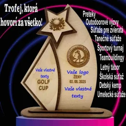 Drevená trofej s vlastným logom a textom - c