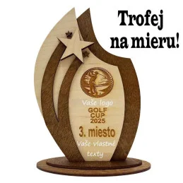 Drevená trofej s vlastným logom a textom - b