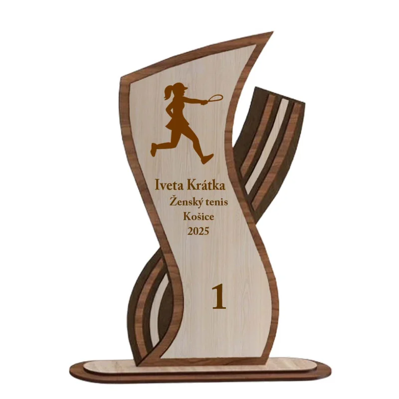 Drevená trofej s vlastným logom a textom - d
