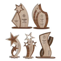 Drevená trofej s vlastným logom a textom - b