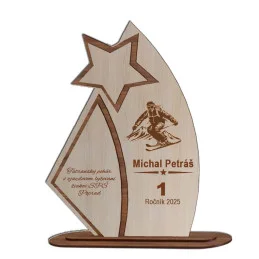 Drevená trofej s vlastným logom a textom - c