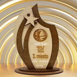 Drevená trofej s vlastným logom a textom - h