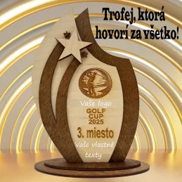 Drevená trofej s vlastným logom a textom - h