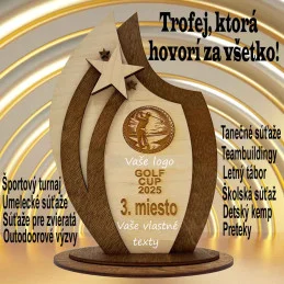 Drevená trofej s vlastným logom a textom - h