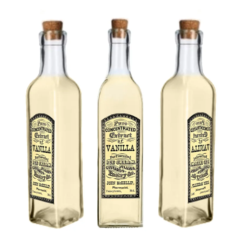 Dekoračné sklenené fľaše s vintage etiketou - 01