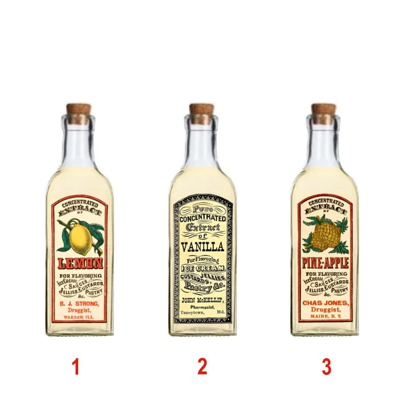 Dekoračné sklenené fľaše s vintage etiketou - 06