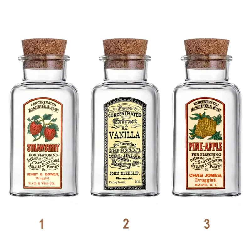 Dekoračné sklenené fľaše s vintage etiketou - 09