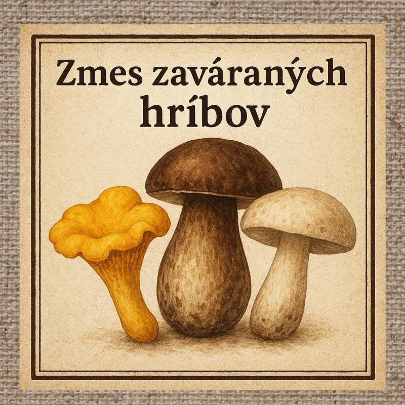 Rôzne etikety na zavárané hríby 01 - 6 x 6 cm
