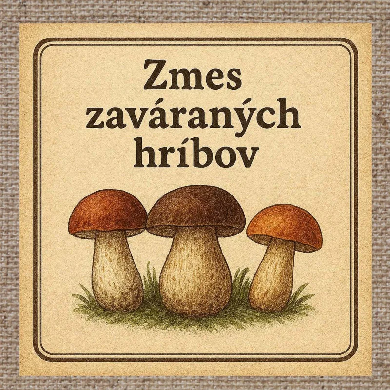 Rôzne etikety na zavárané hríby 02 - 8 x 8 cm