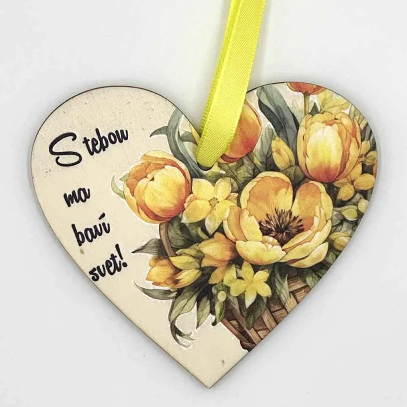 Drevené srdce s vlastným textom - 12 x 13,6 cm
