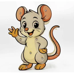 Detská drevená LED lampa Myška