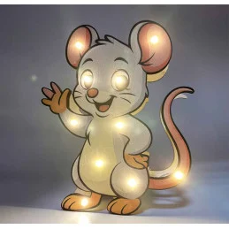 Detská drevená LED lampa Myška