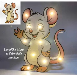Detská drevená LED lampa Myška