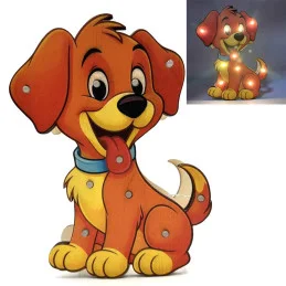 Detská drevená LED lampa Psík
