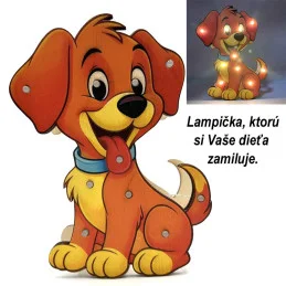 Detská drevená LED lampa Psík