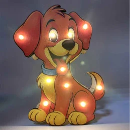 Detská drevená LED lampa Psík