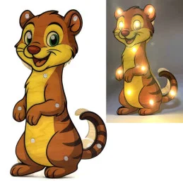 Detská drevená LED lampa Lasička