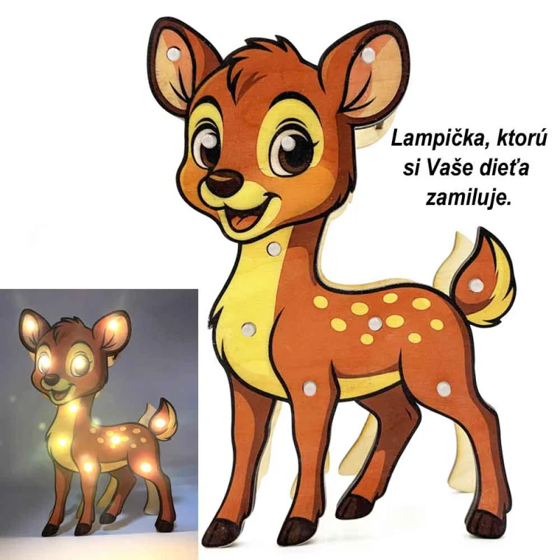 Detská drevená LED lampa Srnka