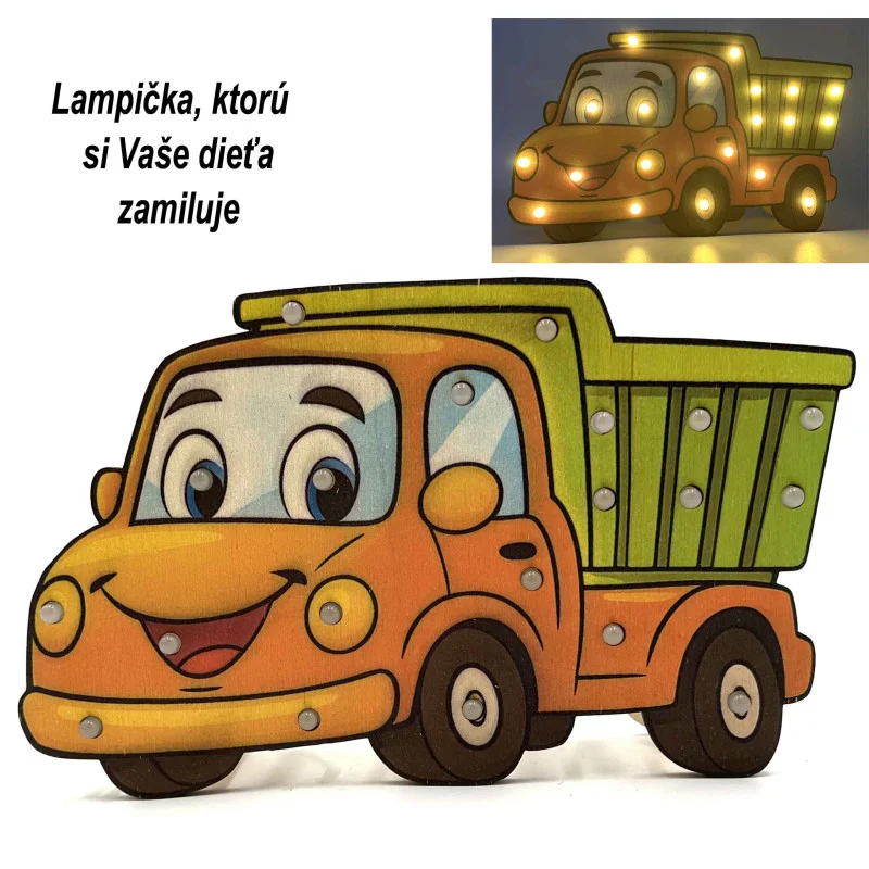 Detská drevená LED lampa Auto Tatrovka
