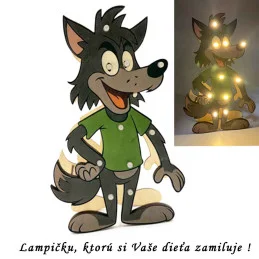 Detská drevená LED lampa Vĺčik