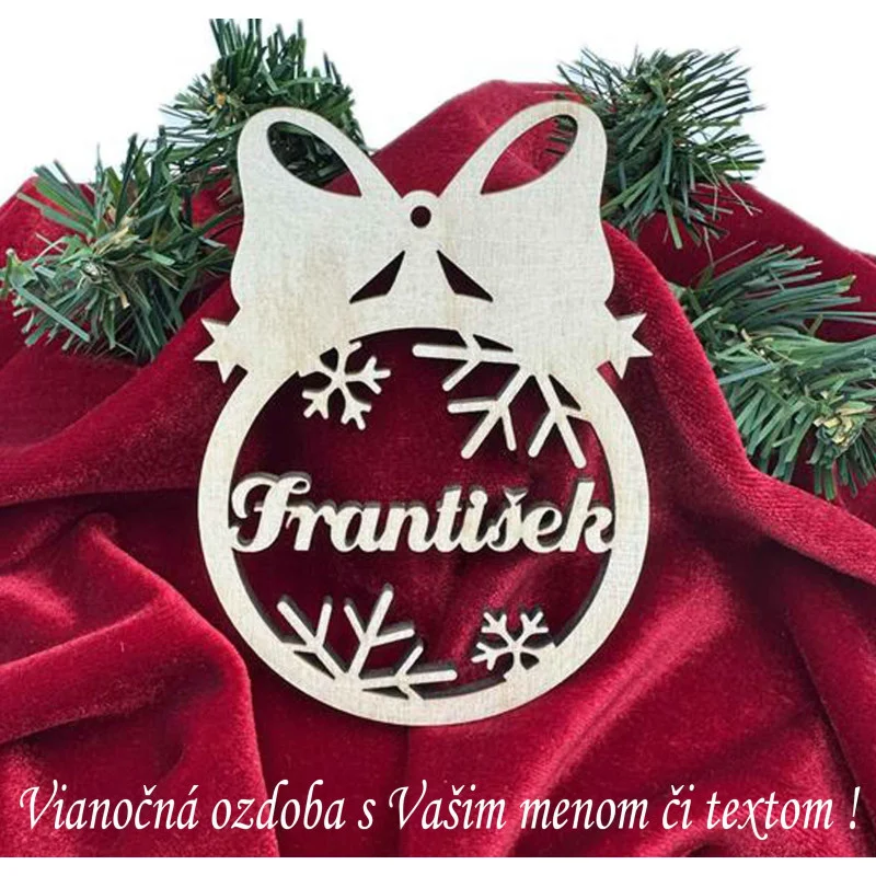 Drevená vianočná ozdoba s menom či textom podľa želania