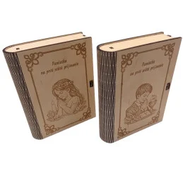 Drevená krabička na prvé sväté prijímanie s menom a dátumom – pamiatka a dar