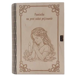 Drevená krabička na prvé sväté prijímanie s menom a dátumom – pamiatka a dar