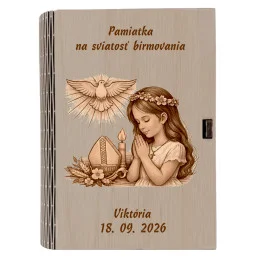 Drevená krabička na birmovku s menom a dátumom – dar a pamiatka