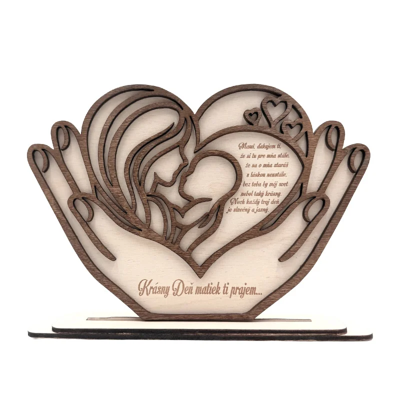 Personalizované drevené srdce s vlastným textom pre mamu