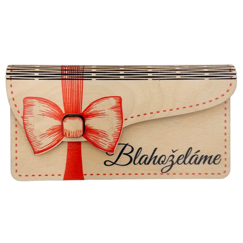 Luxusná drevená obálka na peniaze s vlastným textom