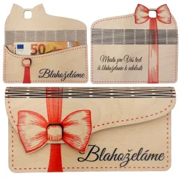 Luxusná drevená obálka na peniaze s vlastným textom