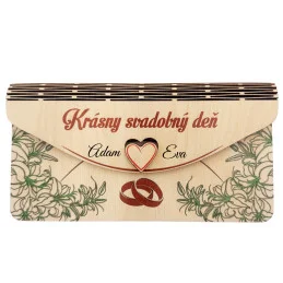 Luxusná drevená obálka na peniaze s vlastným textom