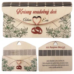 Luxusná drevená obálka na peniaze s vlastným textom