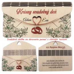 Luxusná drevená obálka na peniaze s vlastným textom